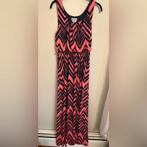 Pink and Black Chevron Maxi Dress